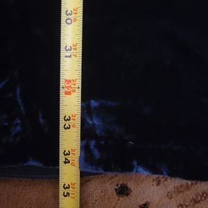 Free People blue velvet sequin dress front back with measurements.